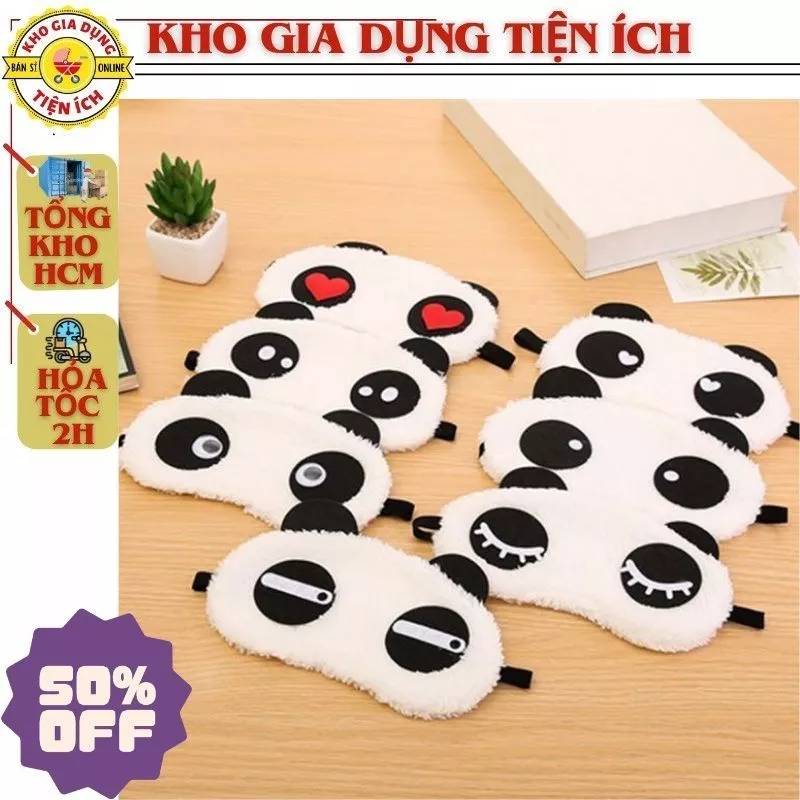 Bịt mắt Panda, miếng bịt mắt dễ ngủ hình gấu trúc dễ thương, miếng che mắt ngủ bông mềm cao cấp, dây đeo co giãn dễ chịu