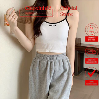 Áo Bra Nữ 2 Dây Mảnh Phối Viền Dáng Croptop Siêu Sexy MIU[hàng cao cấp]FreeSize 38-58kg]