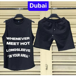 ĐỒ BỘ THỂ THAO BA LỖ IN CHỮ NỔI TRẮNG WHENEVER VẢI SIÊU THOÁNG MÁT PHONG CÁCH CAO CẤP - DUBAI FASHION