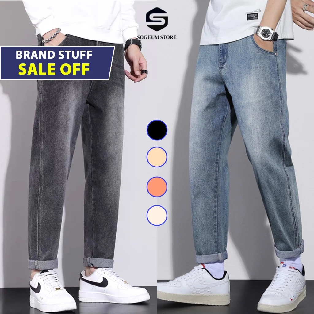 Quần Bò jeans baggy nam cạp cao phom xuông ống suông rộng lỡ hiphop cao cấp Sogeum