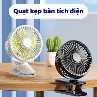 Quạt Kẹp Bàn Tích Điện Tấm Thị, Quạt Tích Điện Mini Đa Năng Xoay 360 Độ Giải Nhiệt Mùa Hè