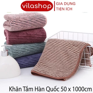 Khăn Mặt, Khăn Tắm, Kẻ Sọc Nhỏ Hàn Quốc - Nhật Bản, Chất Cotton Siêu Thấm Hút Đủ Kích Thước