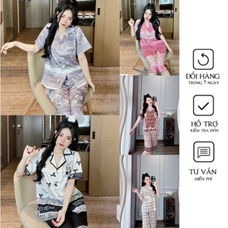 Đồ bộ Pijama Lửng chất lụa xước ánh kim cao cấp mã C006