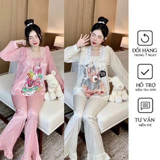 Đồ bộ Pijama tiểu thư chất lụa xước ánh kim cao cấp mã C010