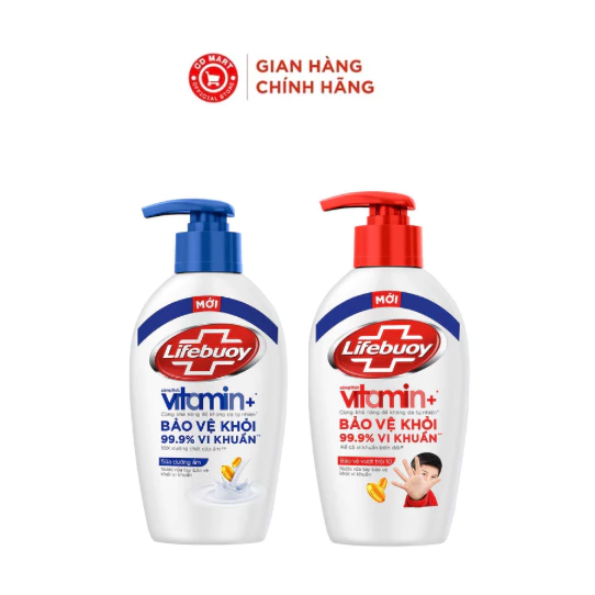 Nước Rửa Tay Lifebuoy Vitamin+ Bảo Vệ Vượt Trội 10 và Vitamin Sữa Dưỡng Ẩm (chai 180g & 450g)