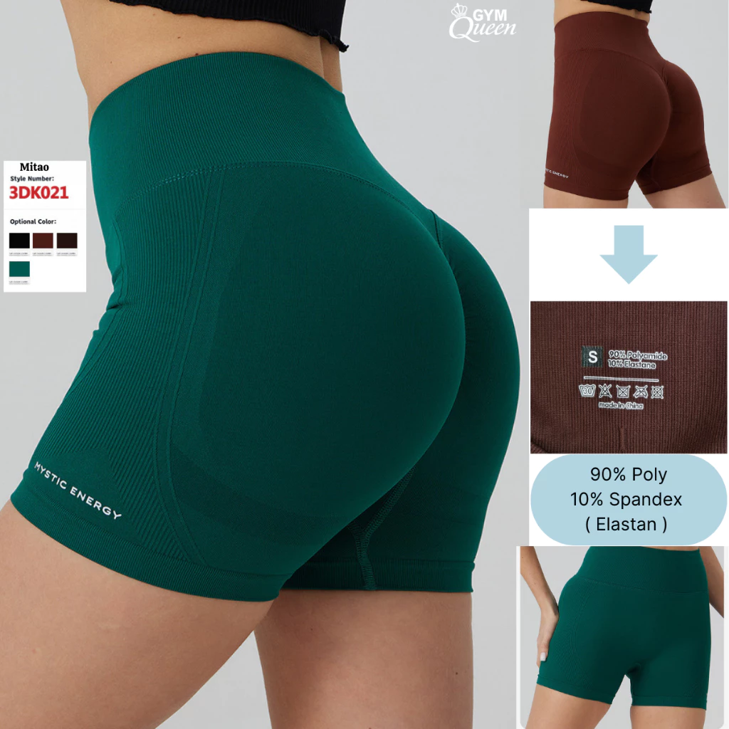 Quần đùi mitao 3DK021 tập Gym, Quần tập Yoga, dệt kim chun mông mới vải dệt cao cấp 10% Elastane