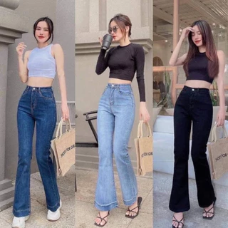 Quần jeans ống loe 3 phân co giãn, quần bò nữ  siêu hack dáng phong cách cực sang trọng mã QL17