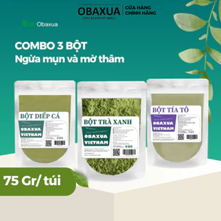 Combo 3 Bột Ngừa Mụn và Mờ Thâm OBAXUA gồm bột Trà Xanh, Diếp Cá, Tía Tô (75gx3)