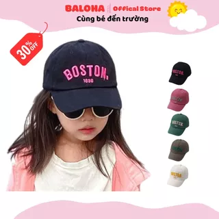 Mũ lưỡi trai trẻ em từ 3-10 tuổi cho bé trai và bé gái thêu chữ Boston, mũ cho bé thời trang cá tính thời trang