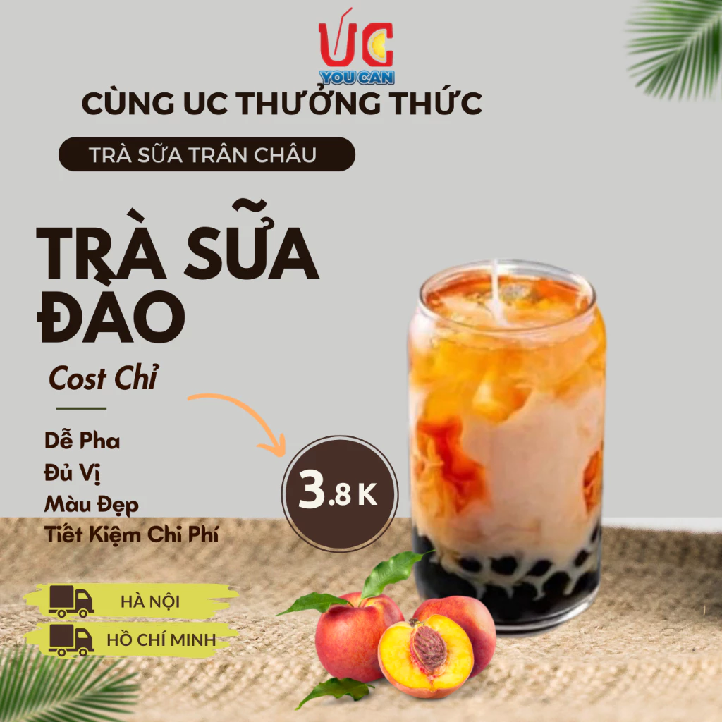 Trà Sữa Đào, Trà Sữa UC Đậm Vị, Thơm Ngon, Nước Uống Giải Khát, Dễ Pha, Đủ Vị (1 gói 500gr)