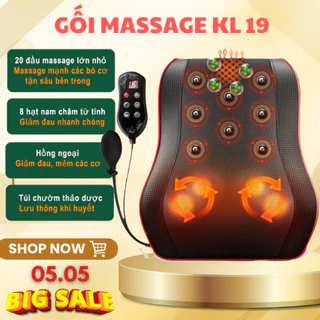 Gối Massage Cổ Vai Gáy, Máy Massage Hồng Ngoại KL - 19 Cao Cấp Hỗ Trợ Mát Xa Toàn Thân Tiện Lợi ( Bảo Hành 6 Tháng)