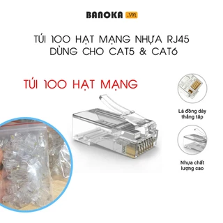 TÚI 100 HẠT MẠNG NHỰA RJ45 DÙNG CHO CAT5 VÀ CAT6