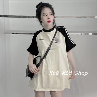 Áo phông nam nữ chữ thêu 2 bên logo Das phối tay lỡ raplang freesize  unisex form rộng chất cotton cháy phố 2023