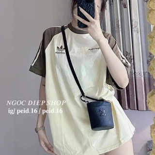 Áo phông nam nữ logo thêu 2 bên Adass phối tay raplang TONGKHOSI-Áo phông tay lỡ unisex basic phong cách hàn quốc ulzzan