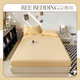 Bộ ga giường và vỏ gối cotton tc REE Bedding CTC44 sọc caro đủ size nệm 1m2, 1m4, 1m6, 1m8, 2m cực đẹp