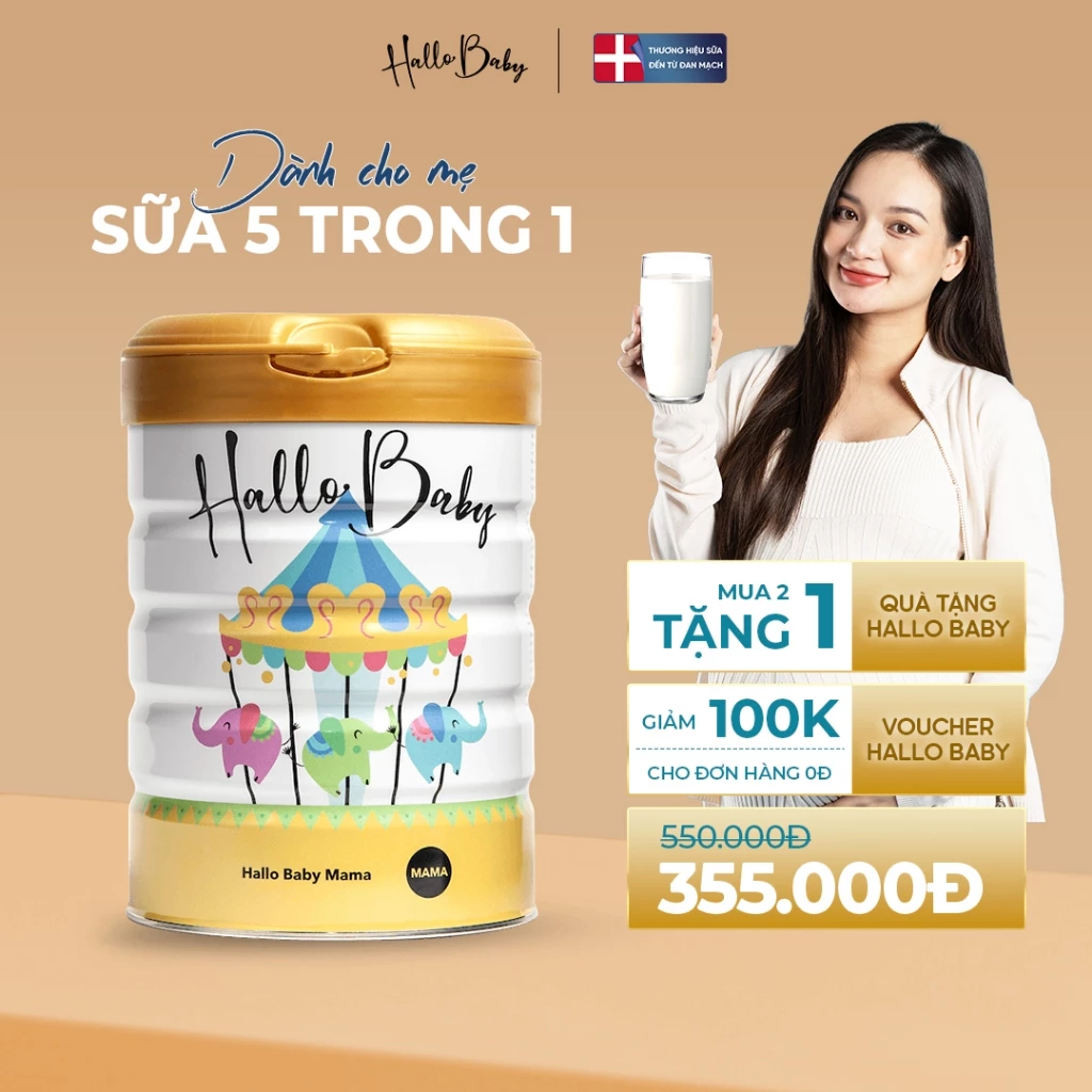 Sữa bột Hallo Baby MAMA 800gr dành cho bà bầu bổ sung dưỡng chất thơm ngon dễ uống