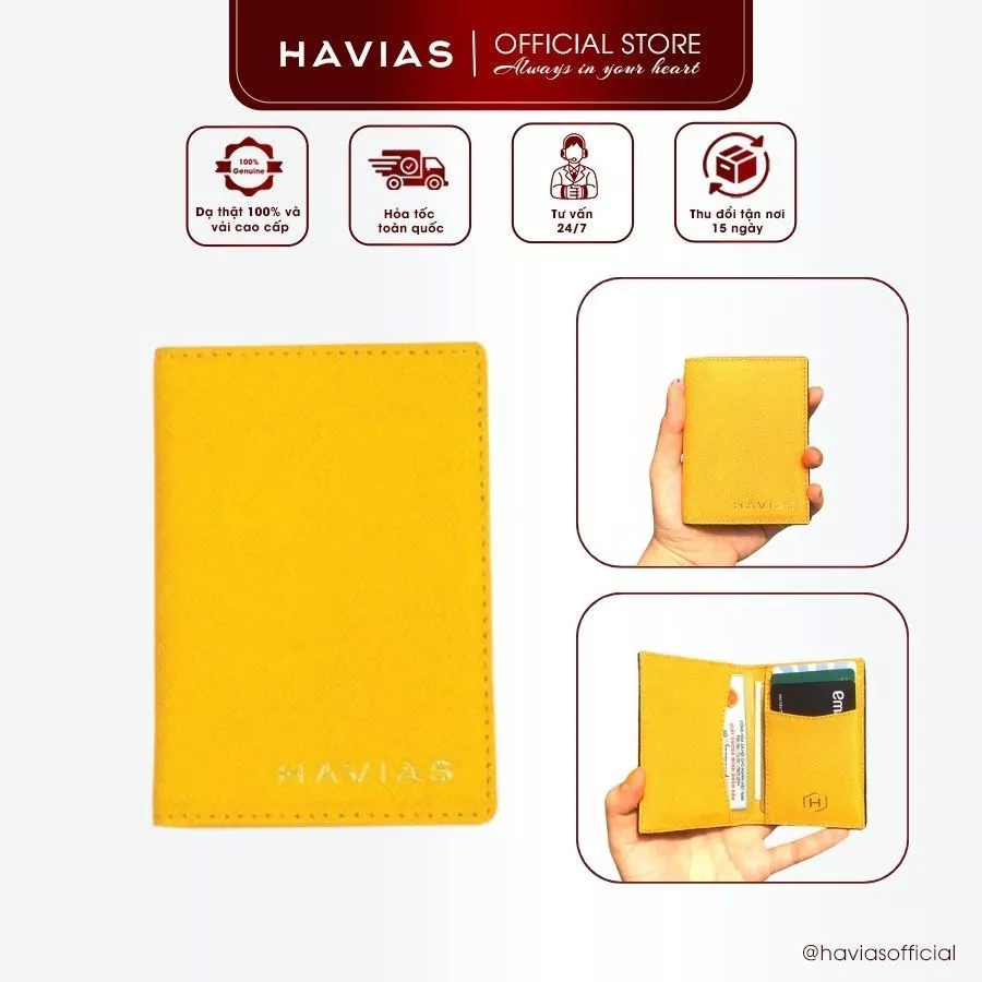 GAPPLE HAVIAS ví đứng mini unisex nam nữ nhiều màu siêu thời trang da bò thật