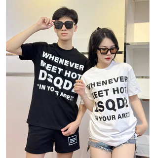 Bộ  Hè Nam Nữ Dsq Mã BHDQ14 Chất Liệu Cotton 2 Chiểu, Quần Nỉ Chân Cua Dày Dặn, Không Phai, Xù, Thời Trang Mùa Hè