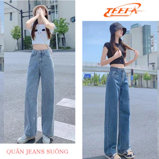 Quần Jean nữ ống suông rộng, kiểu dáng ống suông phong cách trẻ trung có 4 màu lựa chọn