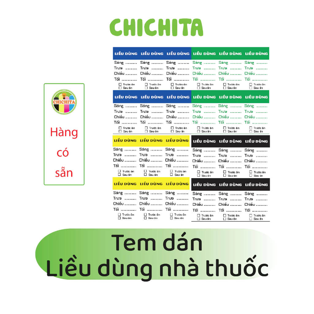 Set 10 - (400 Tem) dán liều dùng nhà thuốc CHICHITA Tem TDNT