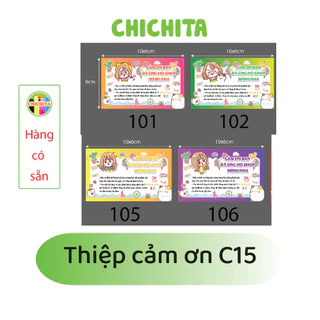 "Có Sẵn" Card cảm ơn, thẻ cảm ơn hàng mỏng 1 mặt kích thước 10x6cm CHICHITA