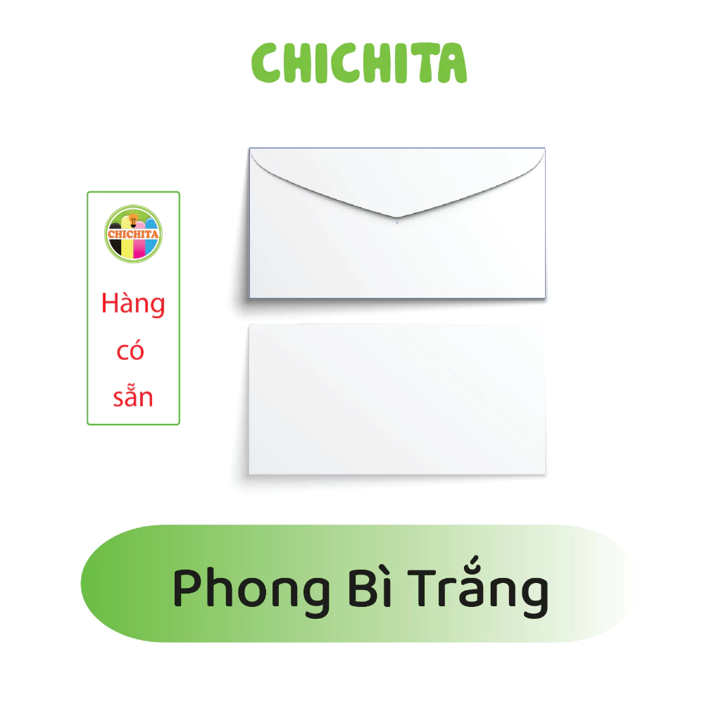 Set 10- (Có sẵn) Bao thư, phong bì trắng A5, A6, 11x19cm giấy ốp 120 CHICHITA
