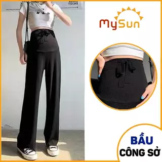 Quần bầu dài công sở ống rộng suông đẹp cho bà bầu mặc hạ thu đông đẹp MySun