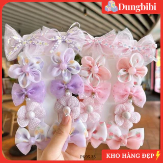 PK95 Set 10 kẹp tóc vải bông cute dễ thương phong cách hàn quốc cho bé