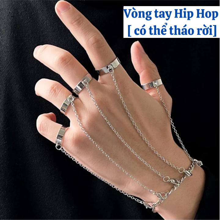 Trang Sức Vòng Đeo Tay Kết Hợp Nhẫn Màu bạc , Phong Cách Punk, Cá Tính, Hiphop Olala 86