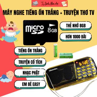 Loa Tắm Ngôn Ngữ, Máy nghe Tiếng ồn trắng cho em bé Easy, Truyện Thơ Tiếng Việt, Nhạc Tiếng Anh đã chép sẵn Thẻ nhớ 8GB