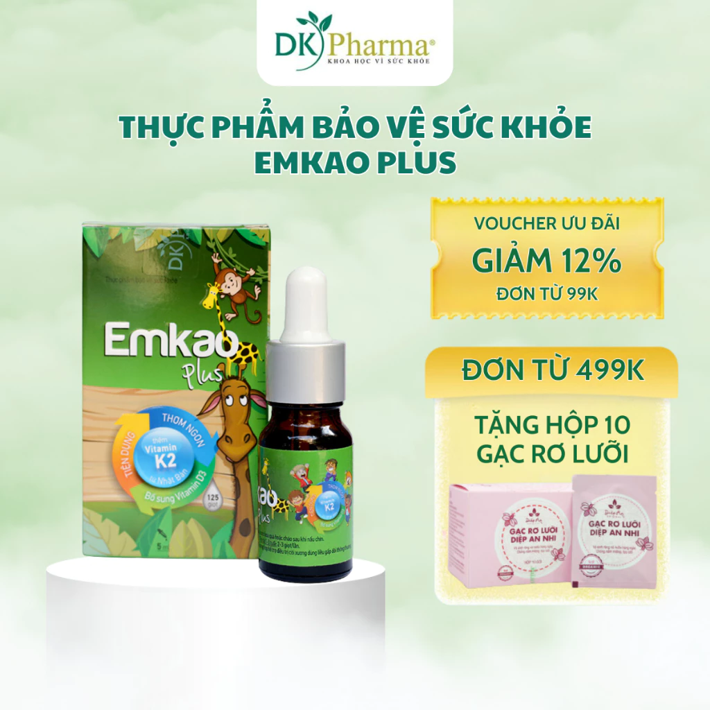 Thực phẩm bảo vệ sức khỏe EMKAO PLUS bổ sung vitamin K2 và D3 dung tích 5ml - DK Pharma