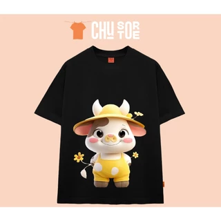 Áo thun unisex nam nữ Bò Cute 67 form rộng phối in dễ thương 100% cotton 2 chiều - Chu Store SG