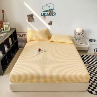 Bộ ga gối cotton đũi LIDACO hoạ tiết kẻ sọc hiện đại nhiều kích thước lựa chọn