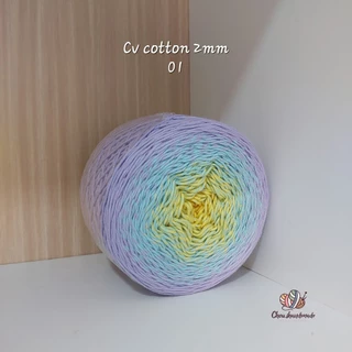 Sợi cầu vồng Cotton 2mm mềm đan móc áo, váy, khăn