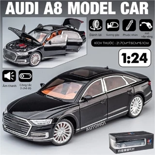 Mô hình xe siêu sang Audi A8 full open có còi đánh lái được hộp xốp 1:24 Che zhi OT173 OT389 OT366