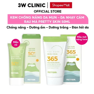 Kem Chống Nắng Rau Má PRETY SKIN Hàn Quốc The Pure Jeju Cica Sun Cream 50ML Dành Cho Da Mụn, Nhạy Cảm