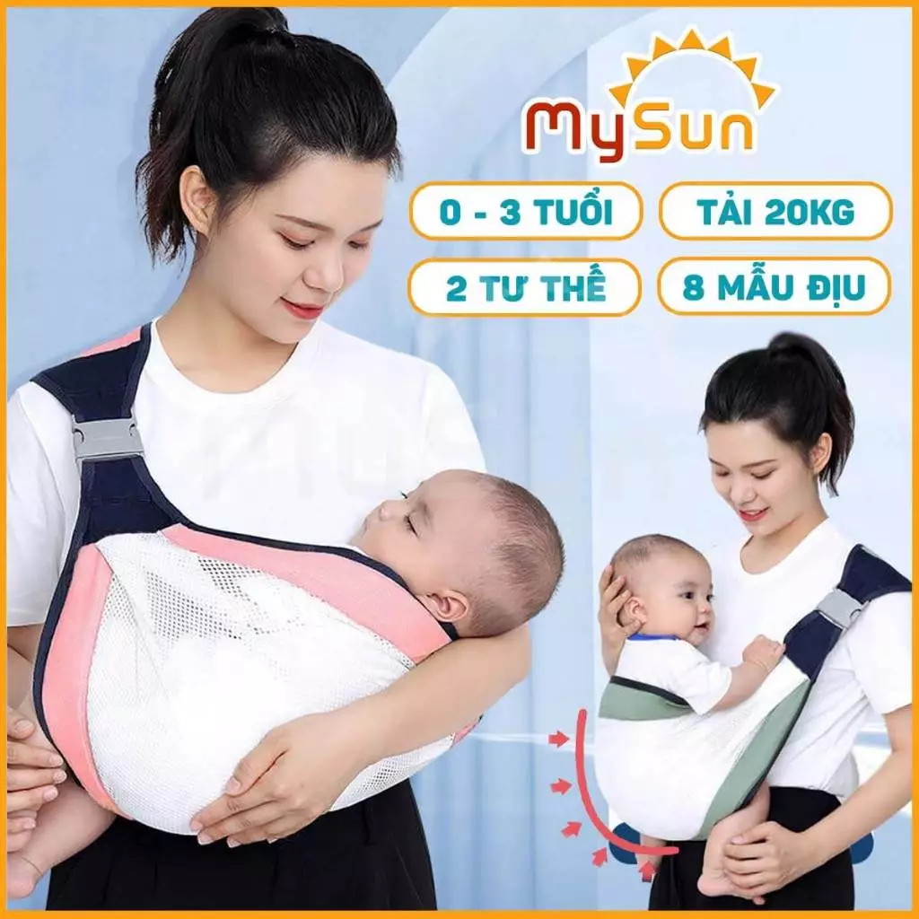 Đai địu giá rẻ vải lưới cho bé điệu trẻ sơ sinh bế nằm ngang MySun