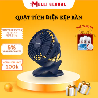 Quạt Tích Điện Kẹp Bàn MELLI Yoobao, Quạt Mini Để Bàn 4 Chế Độ Gió, Pin Khủng 6400mah Chạy 1.5 Ngày Pin USB Tiện Dụng