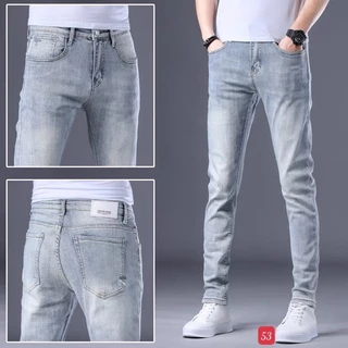 Quần jean nam slimfit cao cấp ống ôm màu xanh cào xước nhẹ mẫu mới đơn giản co giãn g-AHFASHION Menswear Pants Có Túi