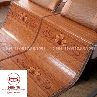 Chiếu trúc tăm vân gỗ in hoa - Họa Tiết Ngẫu Nhiên (m6x2m - m8x2m) [D2TBedding]