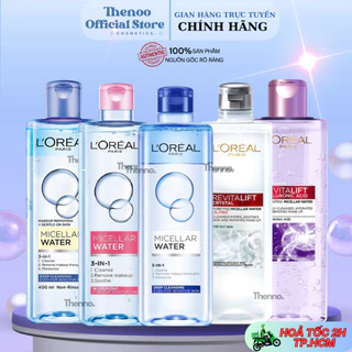 Nước Tẩy Trang Làm Sạch,Dưỡng Ẩm Loreal Paris 3in1 Micellar Water 400ml - Chính Hãng Pháp