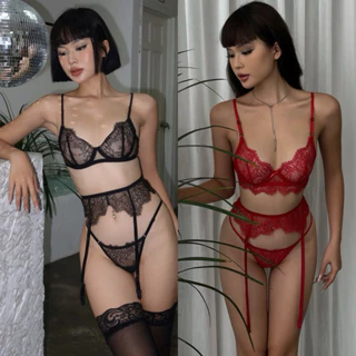 Bộ Đồ Lót Nữ Gợi Cảm Lingerie LA PERBRA Bralette Ren Sexy Set Nội Y Thiết Kế Có Gọng Không Mút Emma