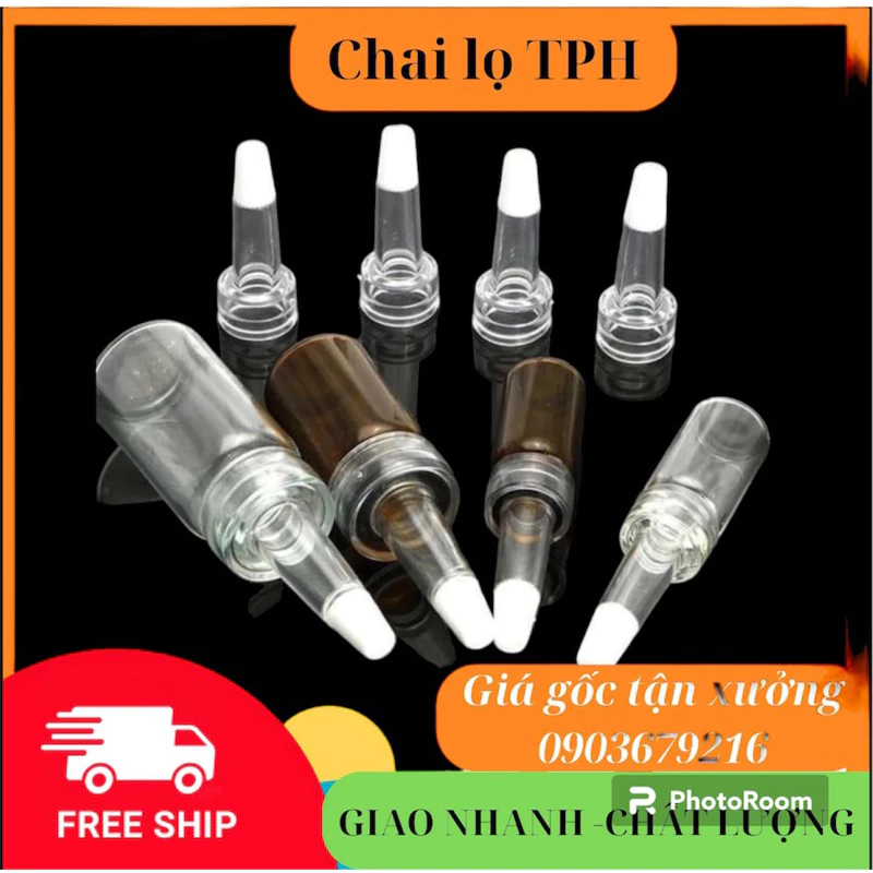 Chai lọ chiết tinh dầu,chai vacxin 5ml, 10ml, Bộ 3 nắp