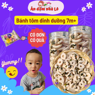 Bánh ăn dặm vị tôm dinh dưỡng bổ sung DHA, canxi cho bé 7 8 tháng thơm ngon giòn tan