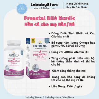 Prenatal DHA Nordic Naturals- Omega-3 cho mẹ bầu/ sau sinh