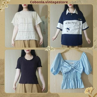 Áo kiểu nhiều mẫu chất cotton thô mát màu pastel phong cách basic Ulzzang Hàn Quốc - hàng 2hand