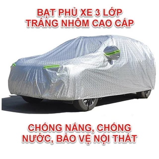 BẠT PHỦ XE Ô TÔ 3 LỚP TRÁNG NHÔM, CHỐNG NẮNG, CHỐNG XƯỚC CÓ KHÓA KÉO MỞ CỬA BÊN LÁI