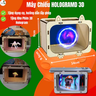 Máy Chiếu Phim 3D HOLOGRAM, Hộp chiếu video 3D,Bộ dụng cụ làm hộp chiếu Hologram 3D, Đồ Chơi Stem Khoa Học Công Nghê