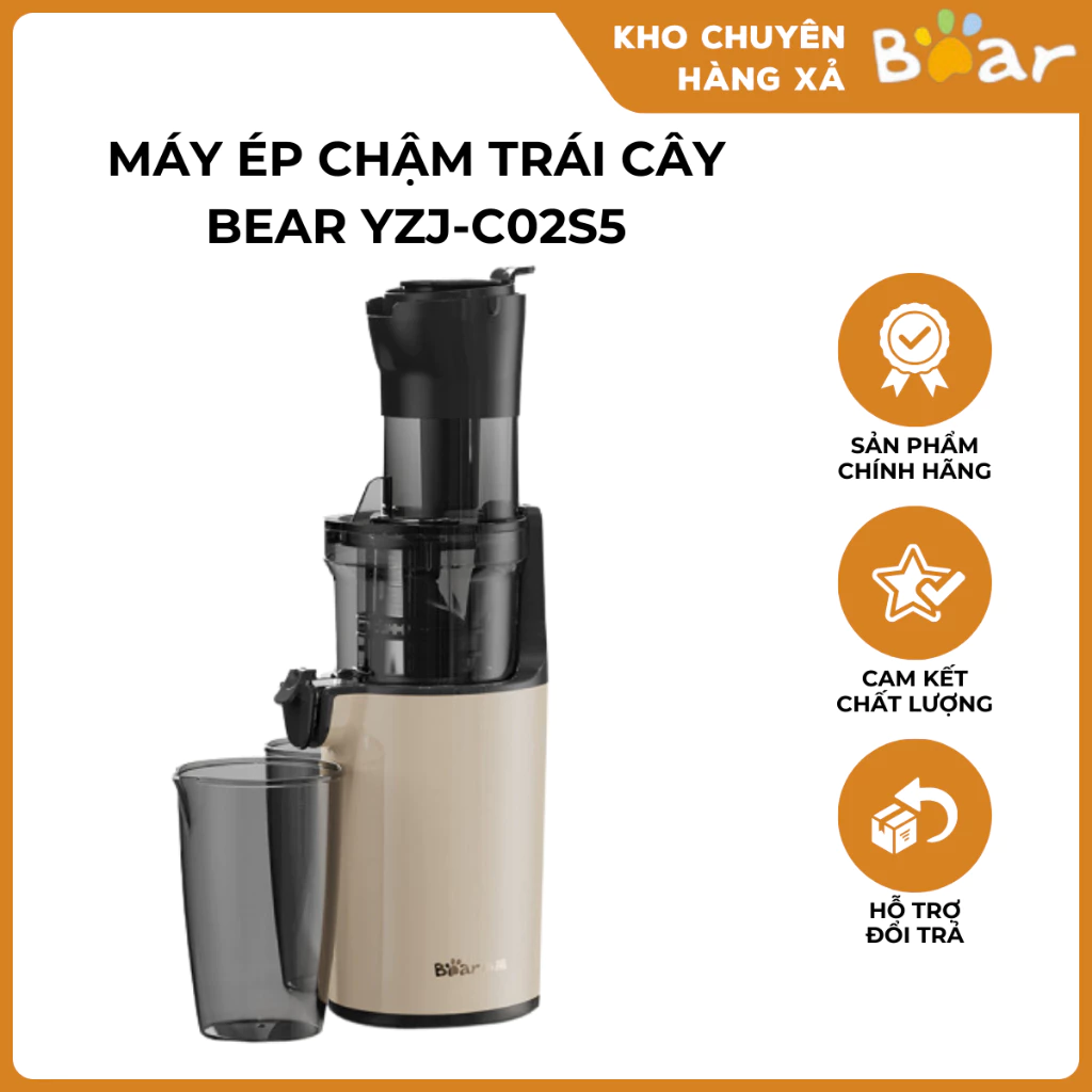 Máy Ép Chậm Trái Cây Gia Đình Bear YZJ-C02S5 Ép Kiệt Bã Dễ Dàng Tháo Lắp Dung Tích Lớn 800ML