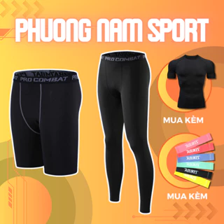 Quần giữ nhiệt nam combat pro legging cao cấp chơi thể thao tập gym đá bóng màu đen